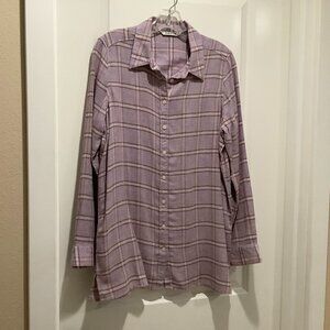 Orvis Tunic Top, Pink plaid, size small
